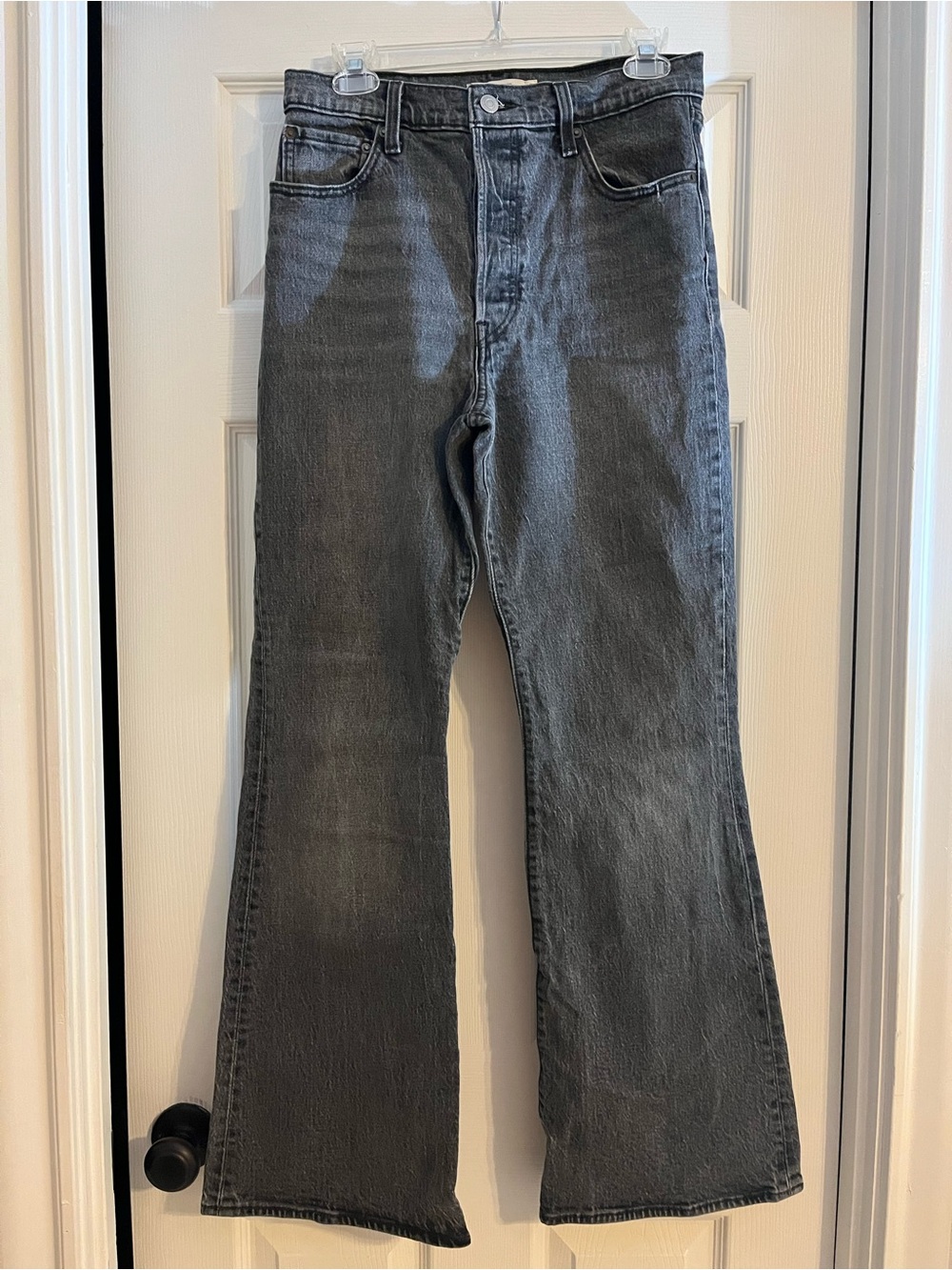 Levi’s Premium Ribcage Flare Women's Jeans - Size 29x32” - Distressed Black/Grey